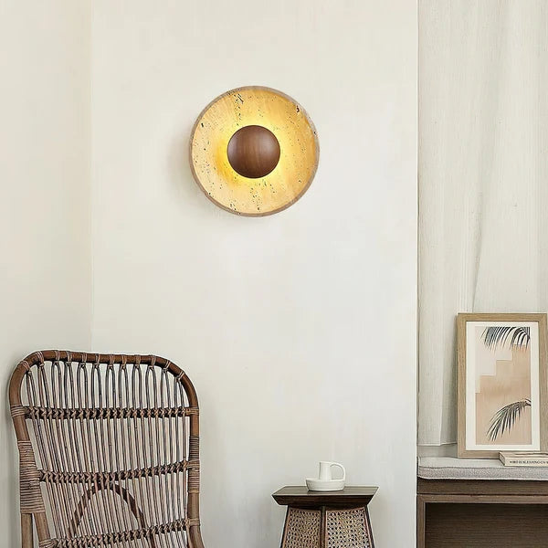 Applique Murale En Travertin Ritta Soleil - Luminaire Moderne En Forme Sphérique