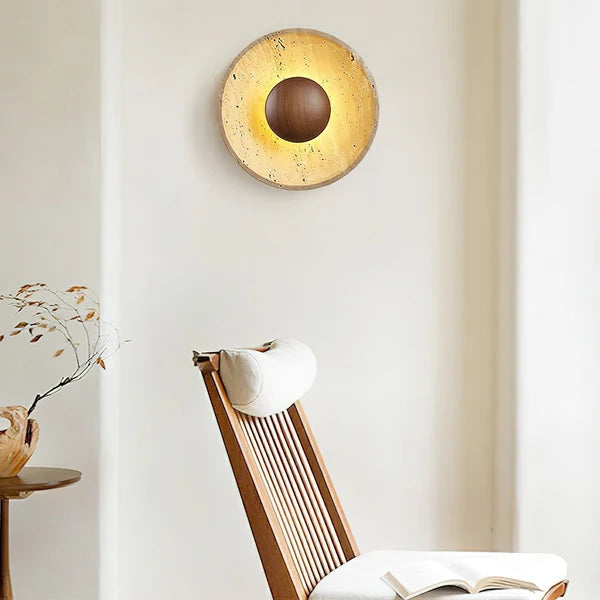 Applique Murale En Travertin Ritta Soleil - Luminaire Moderne En Forme Sphérique
