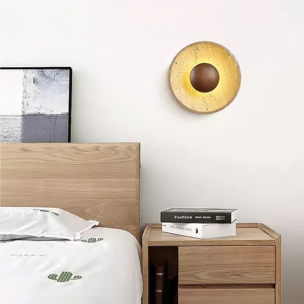 Applique Murale En Travertin Ritta Soleil - Luminaire Moderne En Forme Sphérique