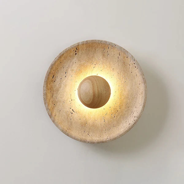 Applique Murale En Travertin Ritta Soleil - Luminaire Moderne En Forme Sphérique