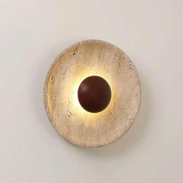 Applique Murale En Travertin Ritta Soleil - Luminaire Moderne En Forme Sphérique