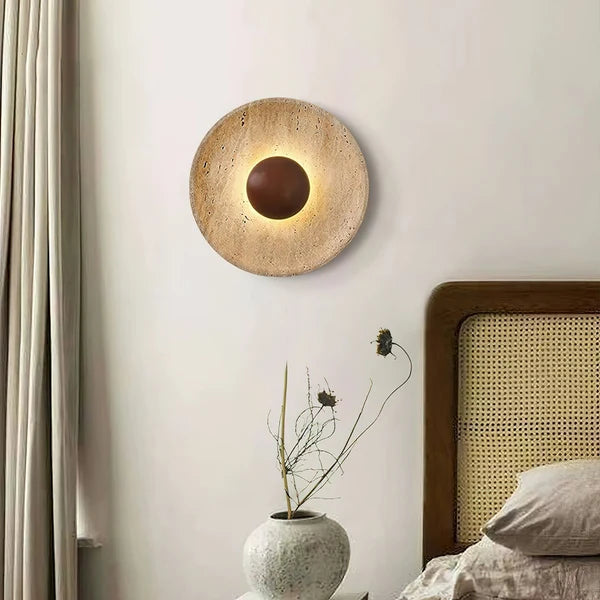 Applique Murale En Travertin Ritta Soleil - Luminaire Moderne En Forme Sphérique