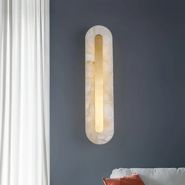Applique Murale Minimaliste Selvia Gold Alabaster - Luminaire Moderne