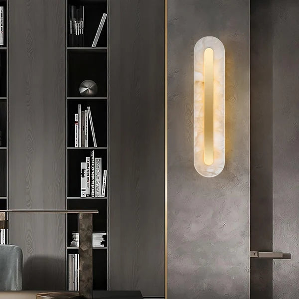 Applique Murale Minimaliste Selvia Gold Alabaster - Luminaire Moderne