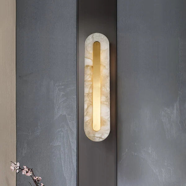 Applique Murale Minimaliste Selvia Gold Alabaster - Luminaire Moderne