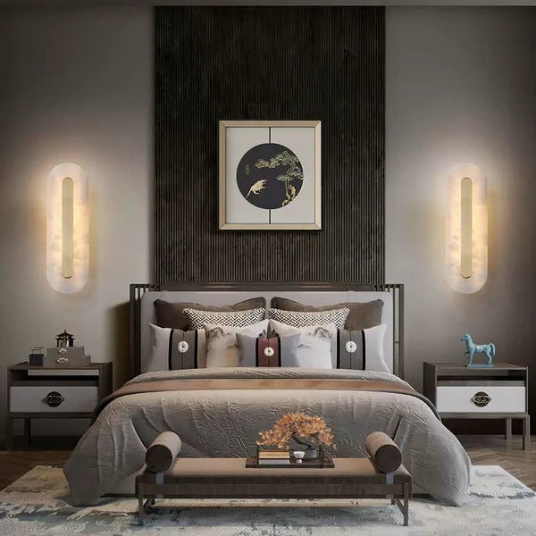 Applique Murale Minimaliste Selvia Gold Alabaster - Luminaire Moderne