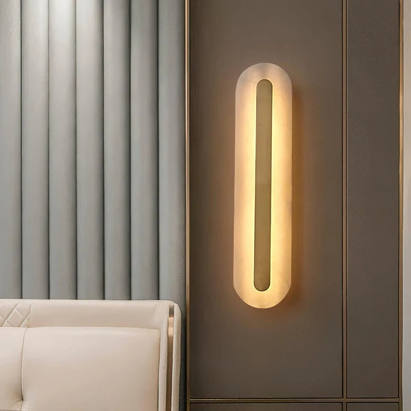 Applique Murale Minimaliste Selvia Gold Alabaster - Luminaire Moderne