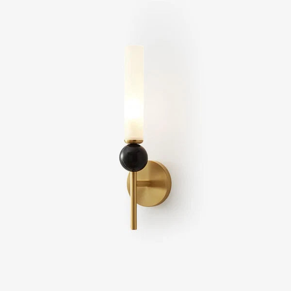 Applique Murale Laiton et Marbre Noir avec Diffuseur en Albâtre
