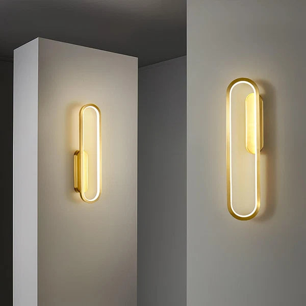 Applique Murale Verticale Anneau Ovale Doré - Luminaire Minimaliste Salon