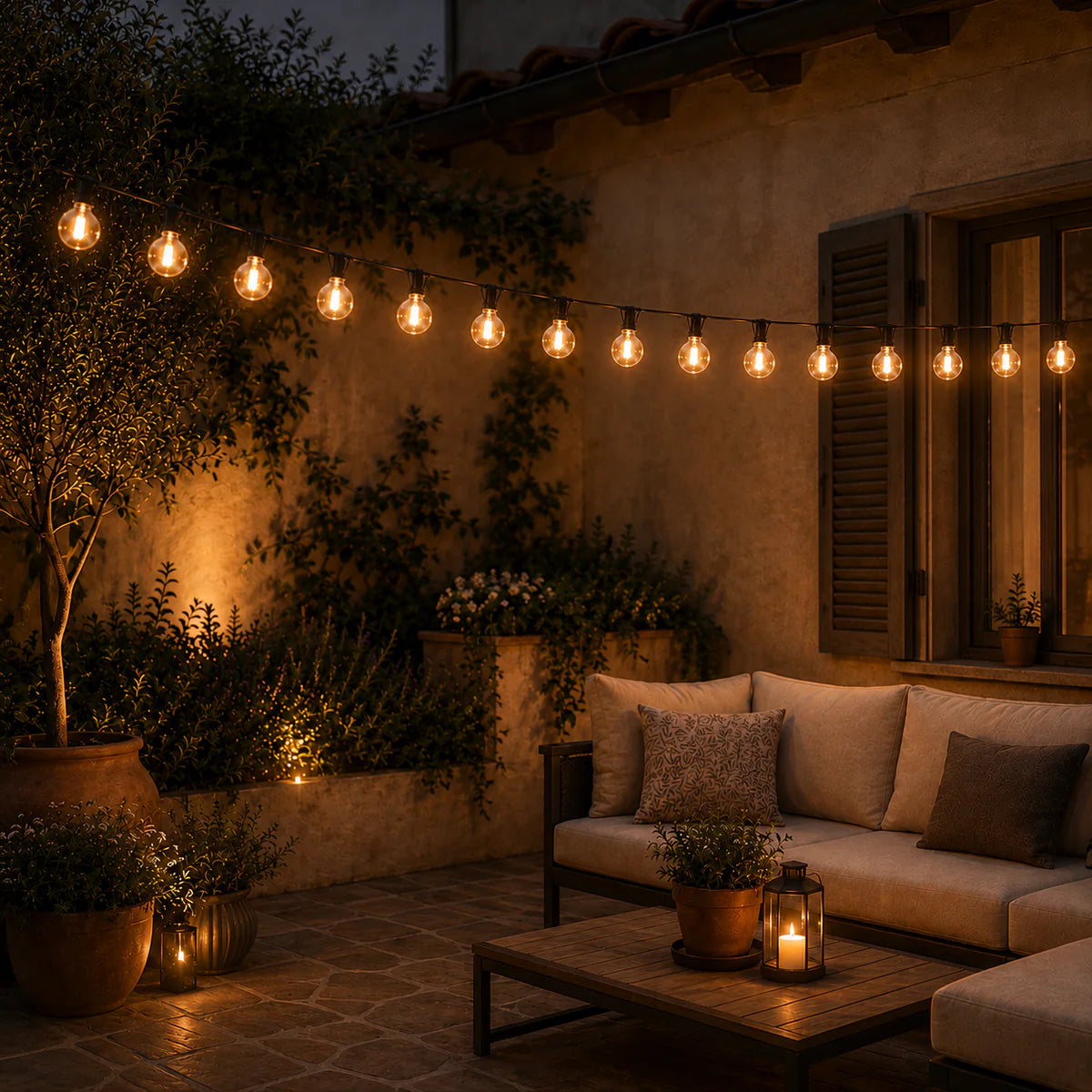 Guirlande LED Solaire G40 Extérieure – Lumière Guinguette Étanche pour Terrasse
