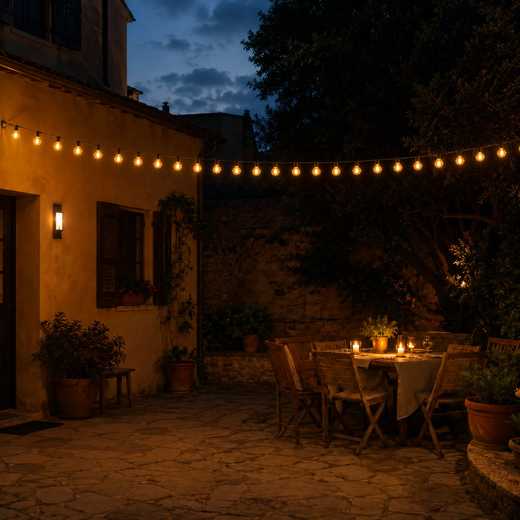 Guirlande LED Solaire G40 Extérieure – Lumière Guinguette Étanche pour Terrasse