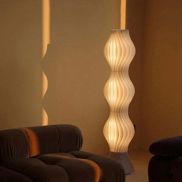 Lampadaire LED Moderne Mira - Luminaire Style Artistique Blanc Ondulé