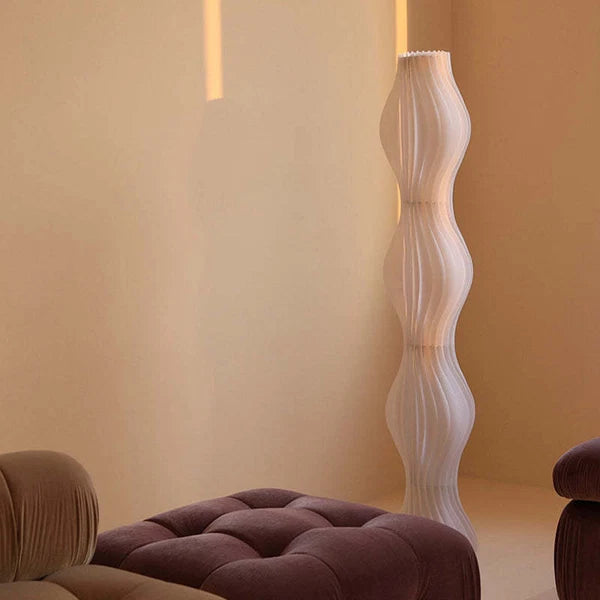 Lampadaire LED Moderne Mira - Luminaire Style Artistique Blanc Ondulé