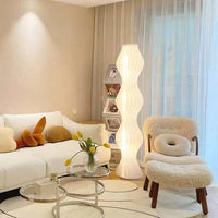Lampadaire LED Moderne Mira - Luminaire Style Artistique Blanc Ondulé