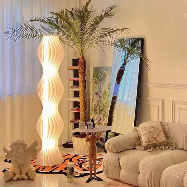 Lampadaire LED Moderne Mira - Luminaire Style Artistique Blanc Ondulé