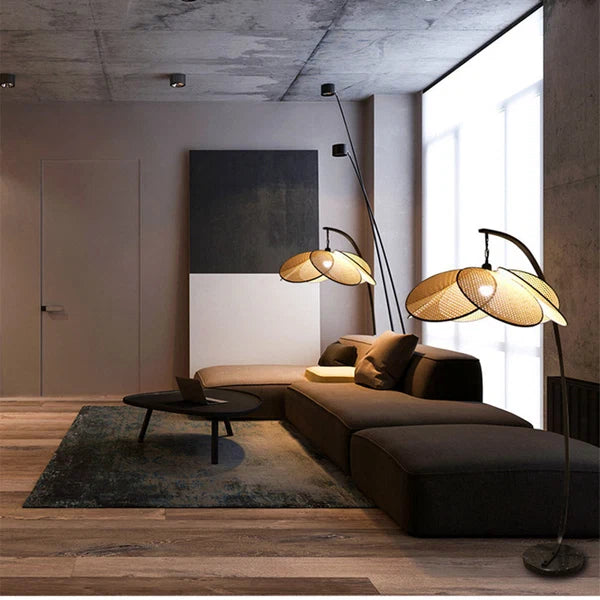 Lampadaire LED Moderne Ritta - Luminaire En Rotin Floral