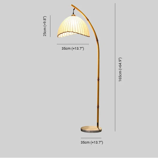 Lampadaire LED Vintage Muto - Luminaire En Bambou Blanc