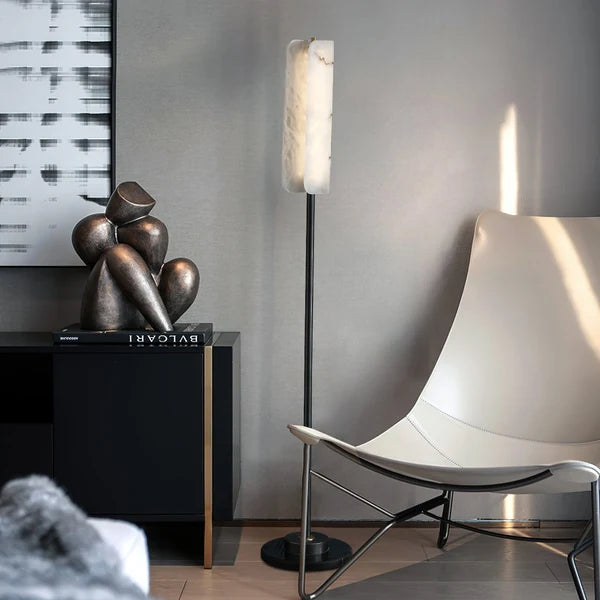 Lampadaire Minimaliste en Albâtre – Luminaire Moderne de Chambre
