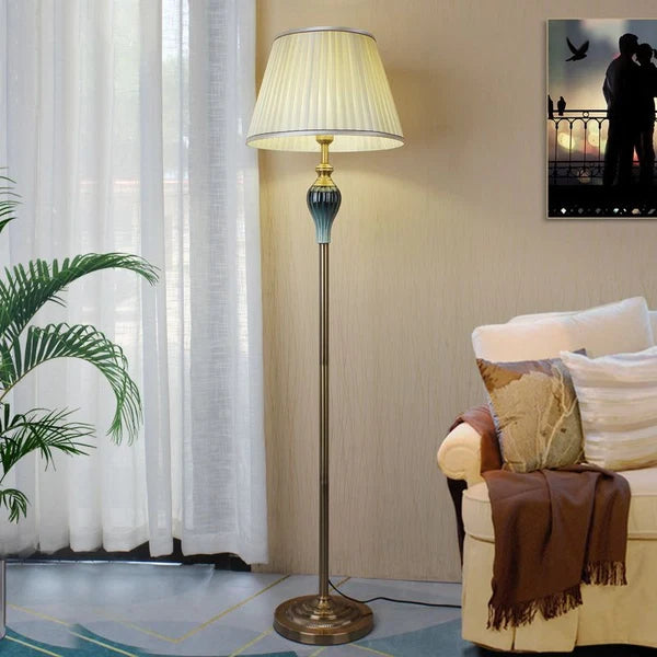 Lampadaire Moderne Tiffany à LED – Luminaire en Métal et Tissu pour Salon