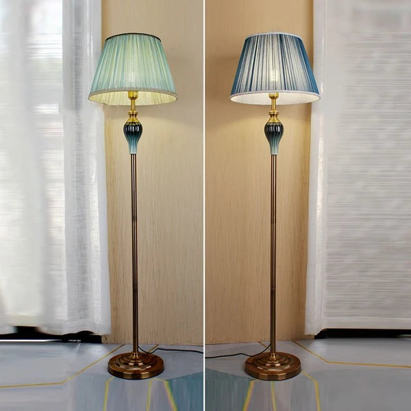 Lampadaire Moderne Tiffany à LED – Luminaire en Métal et Tissu pour Salon