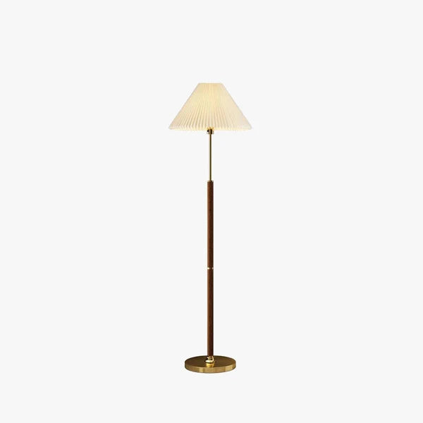 Lampadaire Moderne en Tissu – Luminaire en Métal et Noyer pour Salon