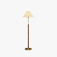 Lampadaire Moderne en Tissu – Luminaire en Métal et Noyer pour Salon