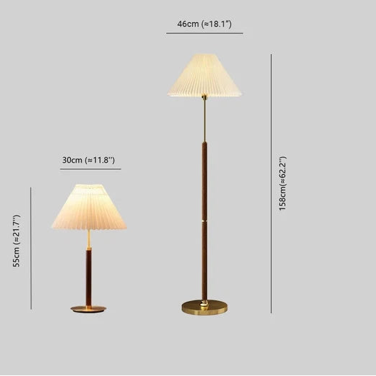 Lampadaire Moderne en Tissu – Luminaire en Métal et Noyer pour Salon