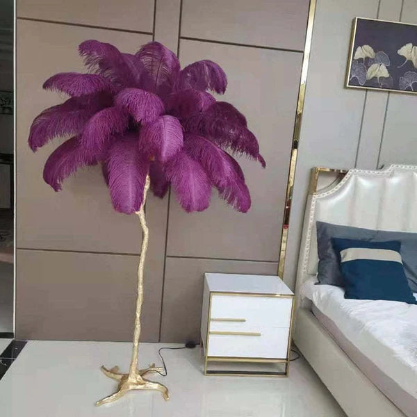 Lampadaire LED O'Moore En Plumes D'Autruche - Luminaire Pour Salon