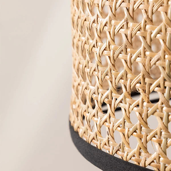 Lampadaire Trépied LED Naturel Ritta - Luminaire En Rotin Tressé