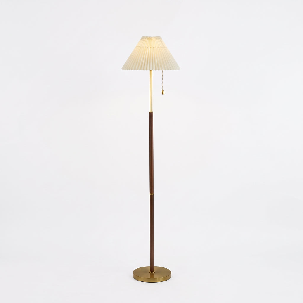 Lampadaire Vintage en Bois de Bambou et Laiton Doré