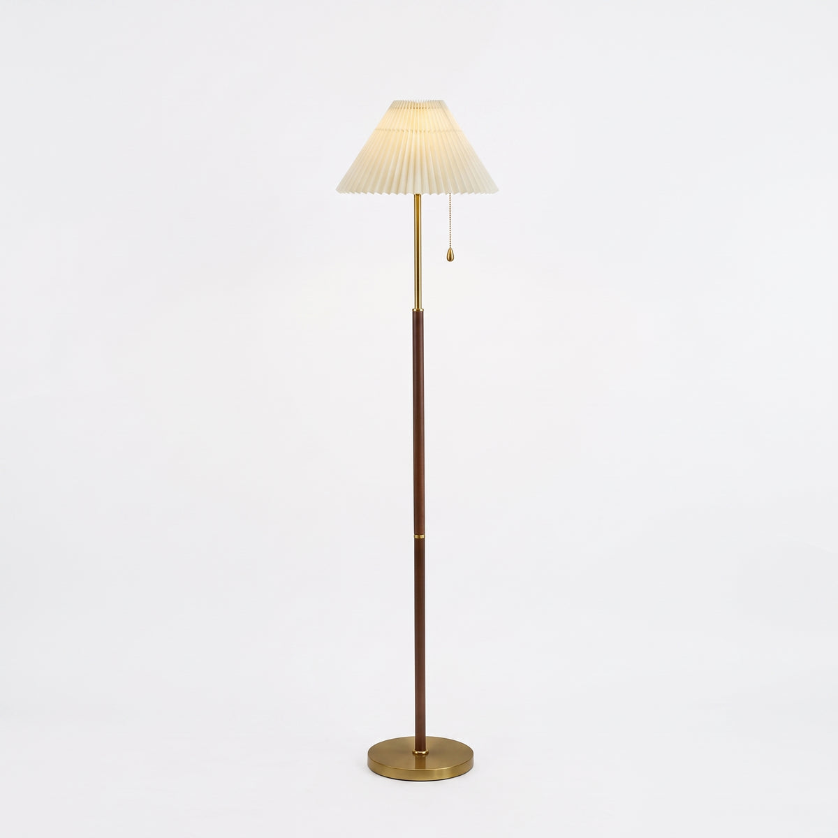 Lampadaire Vintage en Bois de Bambou et Laiton Doré