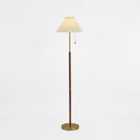 Lampadaire Vintage en Bois de Bambou et Laiton Doré