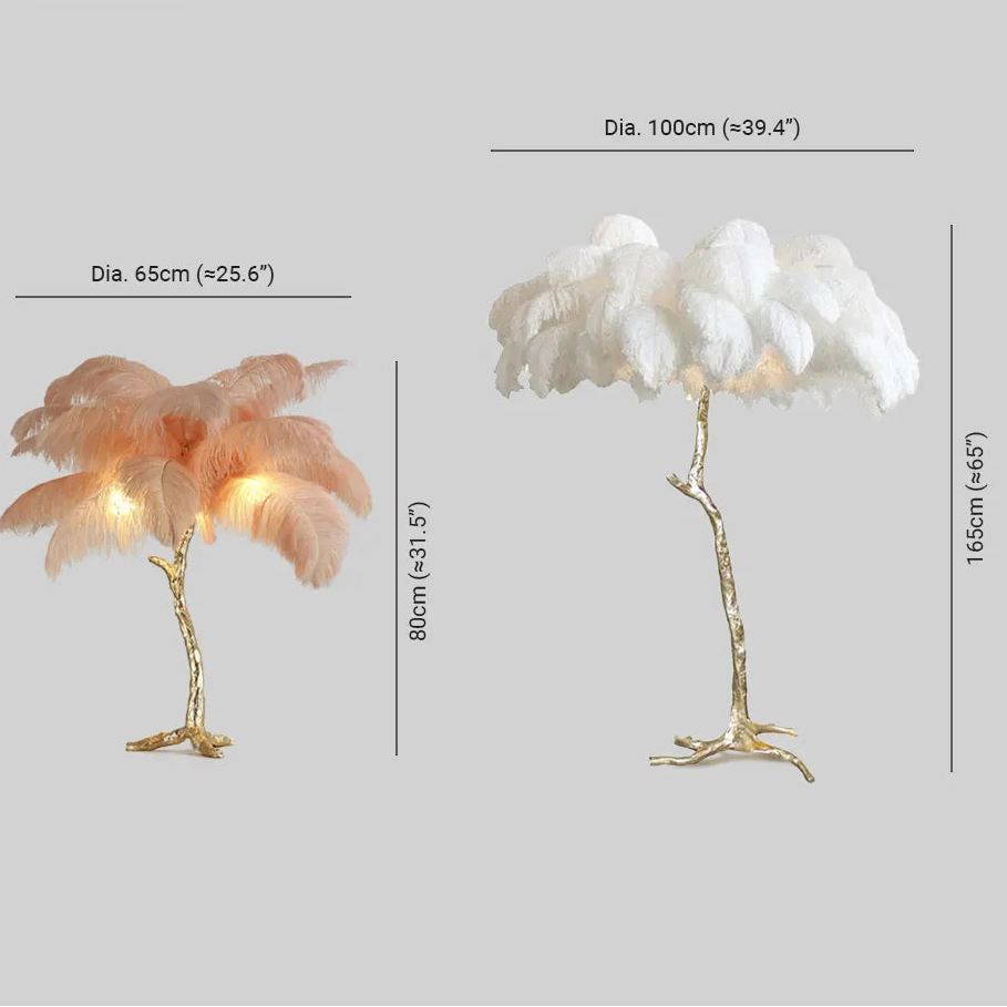 Lampadaire LED O'Moore En Plumes D'Autruche - Luminaire Pour Salon