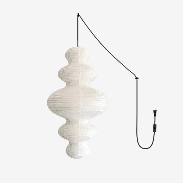Lampe suspendue Ritta - Japonaise en papier sculptural à brancher