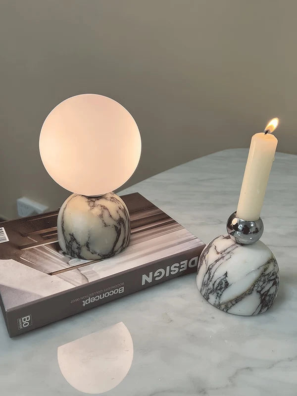 Lampe de table Alia - Moderne en marbre et verre