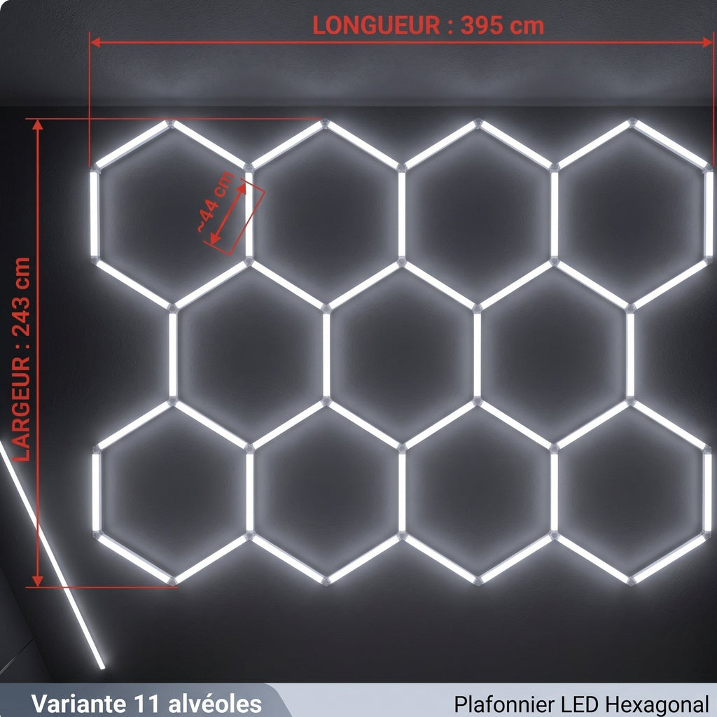 Plafonnier LED Hexagone Alvéolé - Luminaire Pour Garage Automobile
