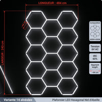 Plafonnier LED Hexagone Alvéolé - Luminaire Pour Garage Automobile