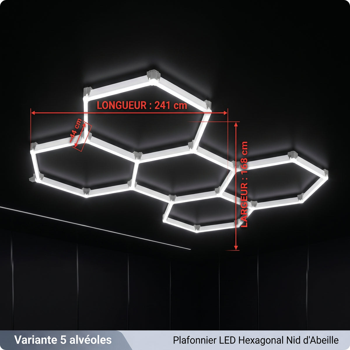 Plafonnier LED Hexagone Alvéolé - Luminaire Pour Garage Automobile