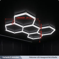 Plafonnier LED Hexagone Alvéolé - Luminaire Pour Garage Automobile