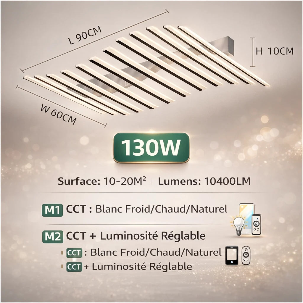 Plafonnier Minimaliste "Horizon" – Luminaire de Plafond Multi-Barres LED