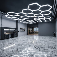 Plafonnier LED Hexagone Alvéolé - Luminaire Pour Garage Automobile