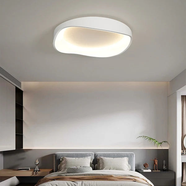Plafonnier Organique Effet Galet Évidé Blanc Mat - Luminaire Minimaliste
