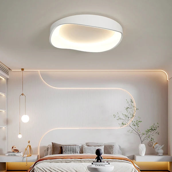 Plafonnier Organique Effet Galet Évidé Blanc Mat - Luminaire Minimaliste