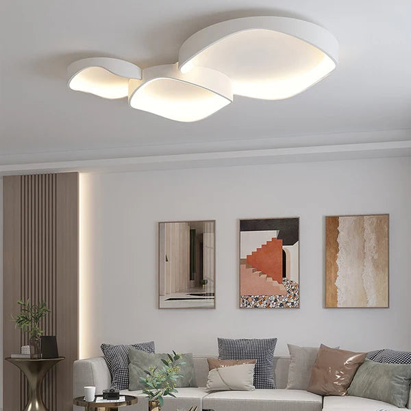 Plafonnier Organique Effet Galet Évidé Blanc Mat - Luminaire Minimaliste