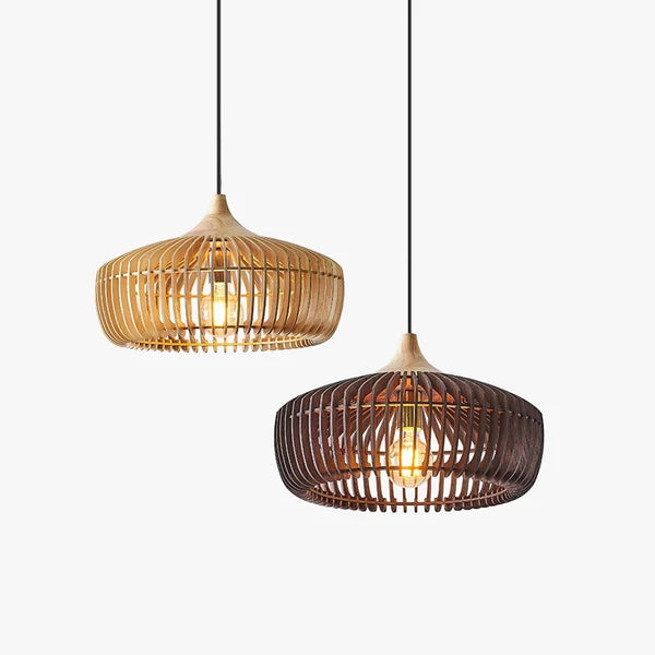 Plafonnier Suspendu Forme Galet Bois - Déco Japandi & Salon
