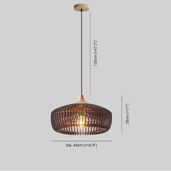 Plafonnier Suspendu Forme Galet Bois - Déco Japandi & Salon