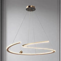 Suspension LED Ondulée Contemporaine - Design Anneau Sculptural