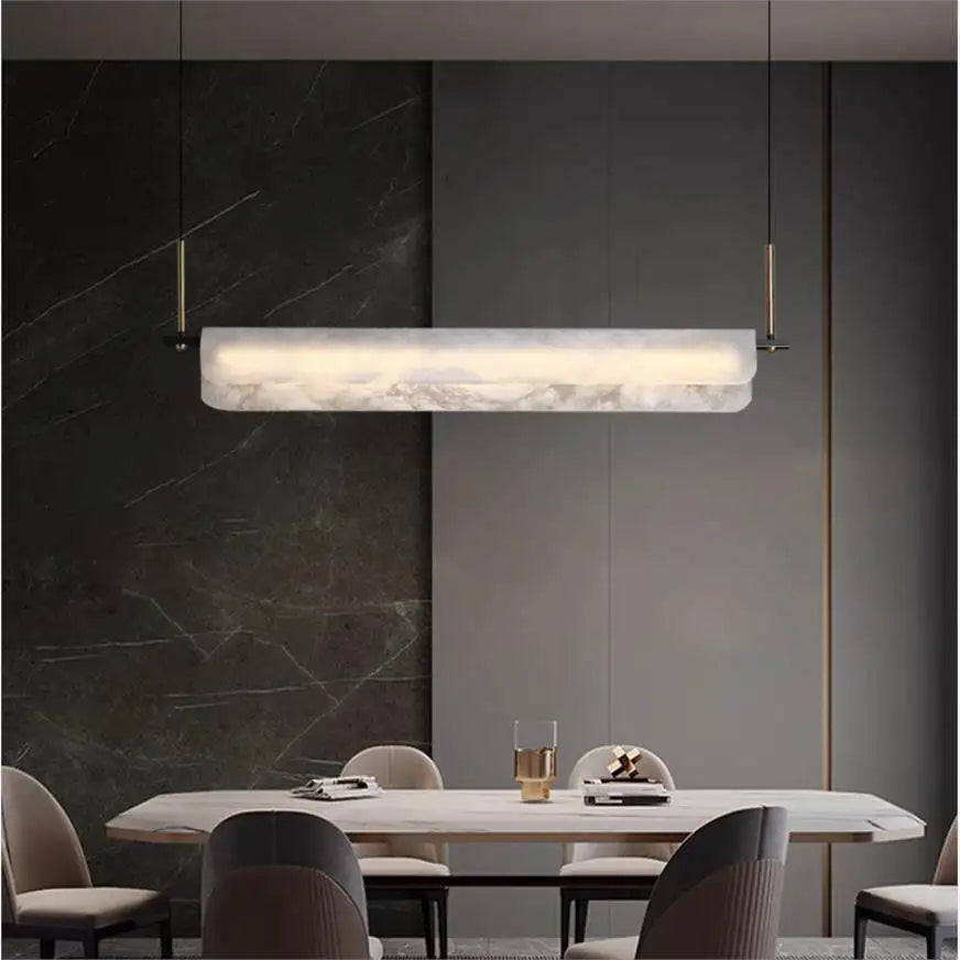 Suspension minimaliste en albâtre Eshaisra - Luminaire moderne