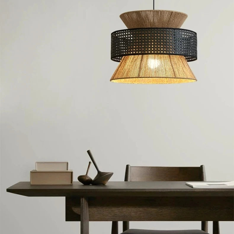 Suspension Ophelia en Rotin – Luminaire Naturel Stratifié