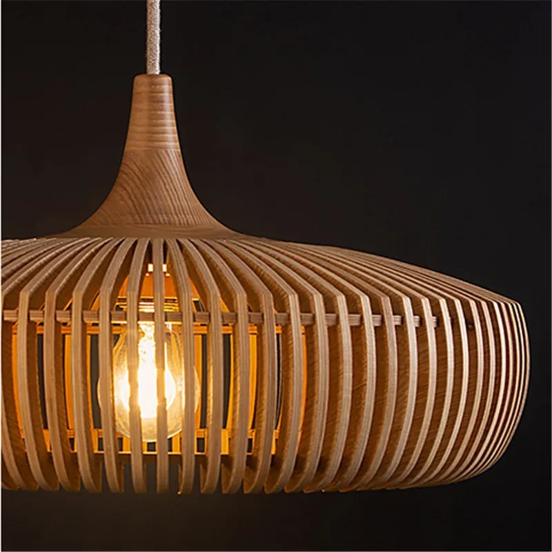 Plafonnier Suspendu Forme Galet Bois - Déco Japandi & Salon